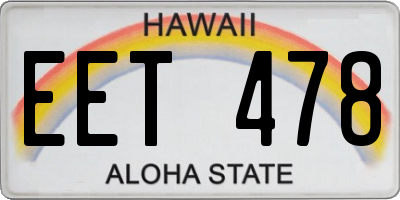 HI license plate EET478