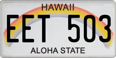 HI license plate EET503