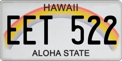HI license plate EET522