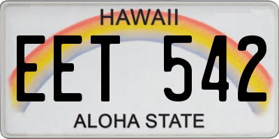 HI license plate EET542