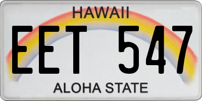HI license plate EET547