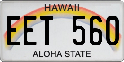 HI license plate EET560
