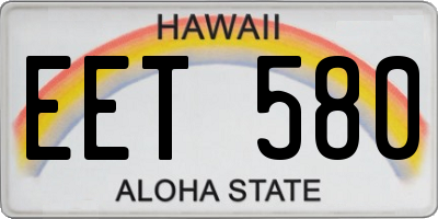 HI license plate EET580