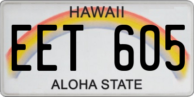 HI license plate EET605