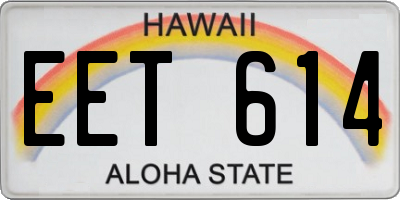 HI license plate EET614
