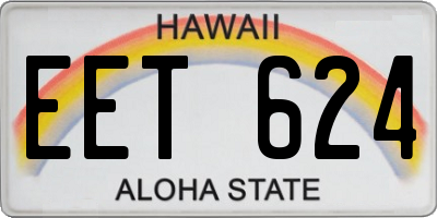 HI license plate EET624