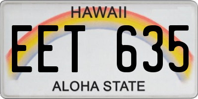HI license plate EET635