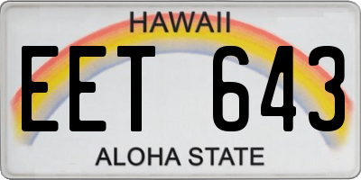 HI license plate EET643