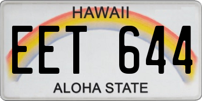 HI license plate EET644