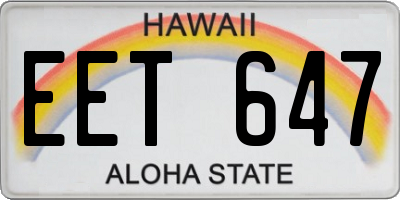HI license plate EET647
