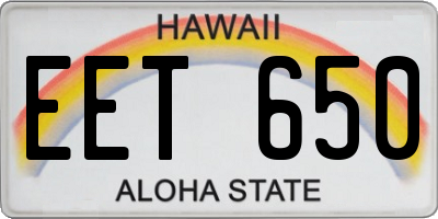 HI license plate EET650