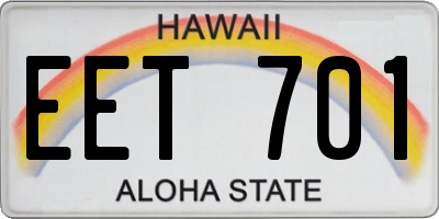 HI license plate EET701