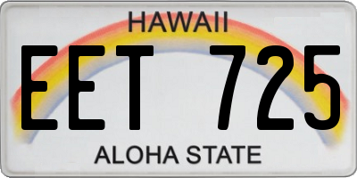 HI license plate EET725
