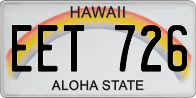HI license plate EET726