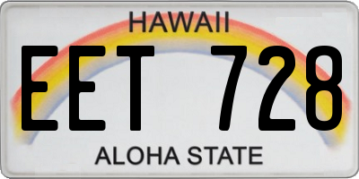 HI license plate EET728