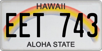 HI license plate EET743