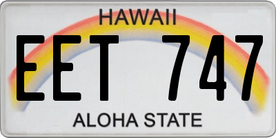 HI license plate EET747