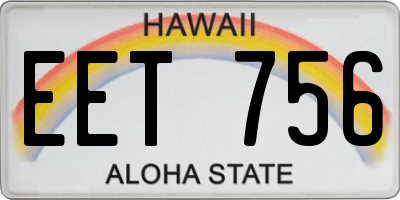 HI license plate EET756