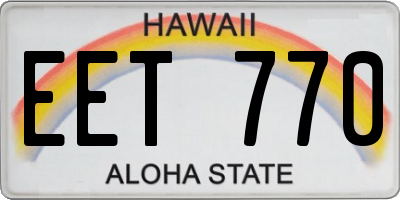 HI license plate EET770