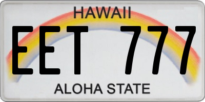 HI license plate EET777