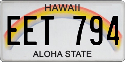 HI license plate EET794