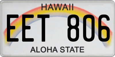 HI license plate EET806