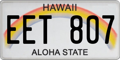 HI license plate EET807