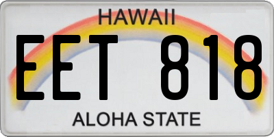 HI license plate EET818