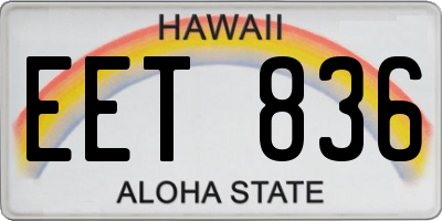 HI license plate EET836