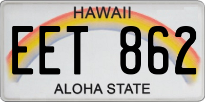 HI license plate EET862