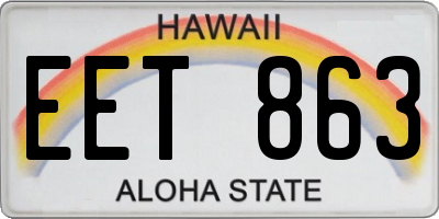 HI license plate EET863