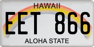 HI license plate EET866