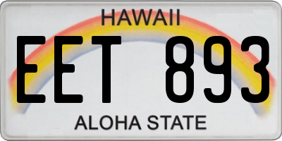 HI license plate EET893