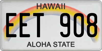 HI license plate EET908