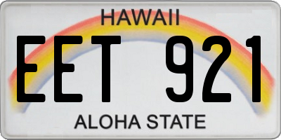 HI license plate EET921