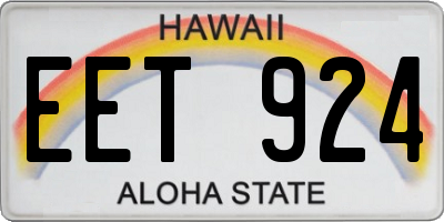 HI license plate EET924