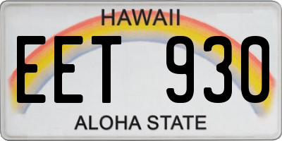 HI license plate EET930