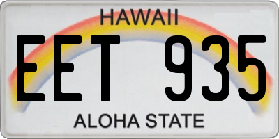 HI license plate EET935