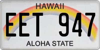 HI license plate EET947