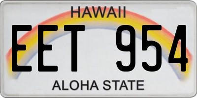 HI license plate EET954