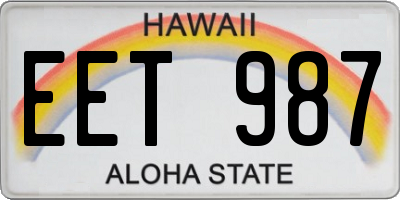 HI license plate EET987