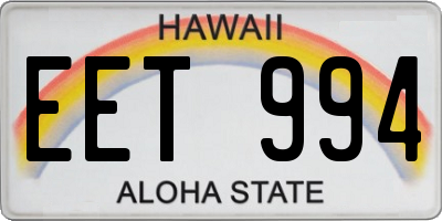 HI license plate EET994