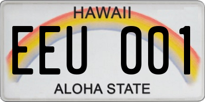 HI license plate EEU001