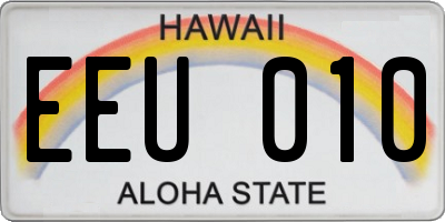 HI license plate EEU010