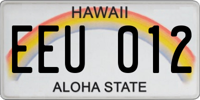 HI license plate EEU012