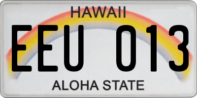 HI license plate EEU013