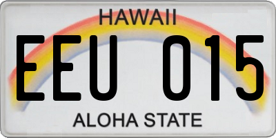 HI license plate EEU015