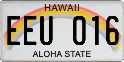 HI license plate EEU016