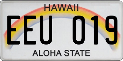 HI license plate EEU019
