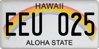 HI license plate EEU025